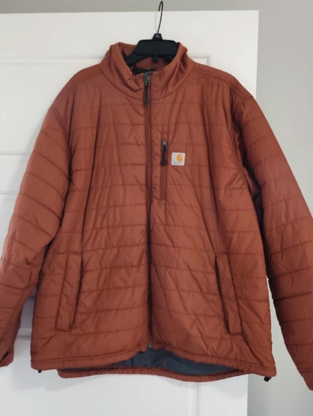 Carhartt Men's Quilted Puffer Jacket in Rust Brown